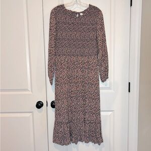 Old Navy Floral Smocked Long Sleeve Maxi Dress XL